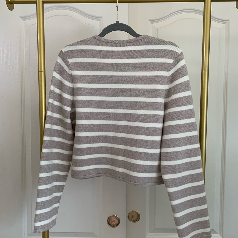 Abercrombie & Fitch Taupe and White Striped Cardigan - Picture 2 of 5